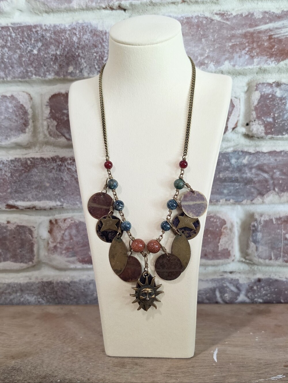 Boho Sun Pendant Statement Necklace